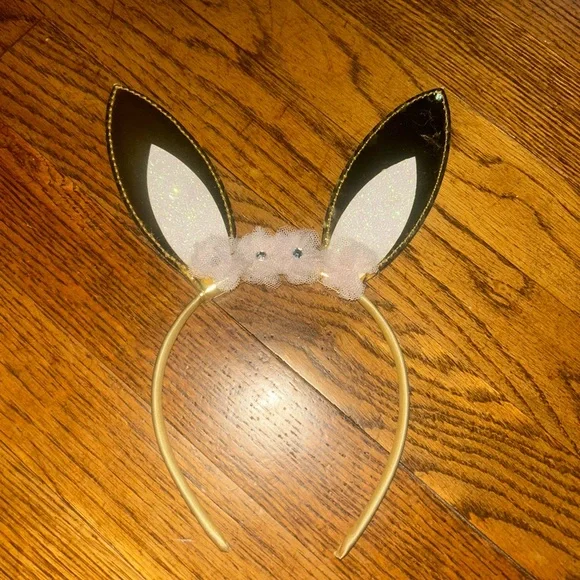 Kids Easter Dress- btween Pink and Gold Bunny Tulle Dress with Bunny Ears - Picture 3 of 4